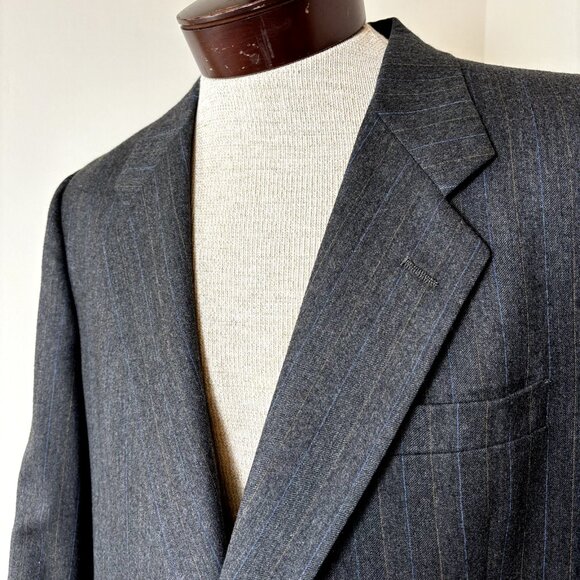 Christian Dior Sz 42R Men's Gray Striped Blazer Pure Virgin Wool Suit Jacket VTG - Picture 5 of 11